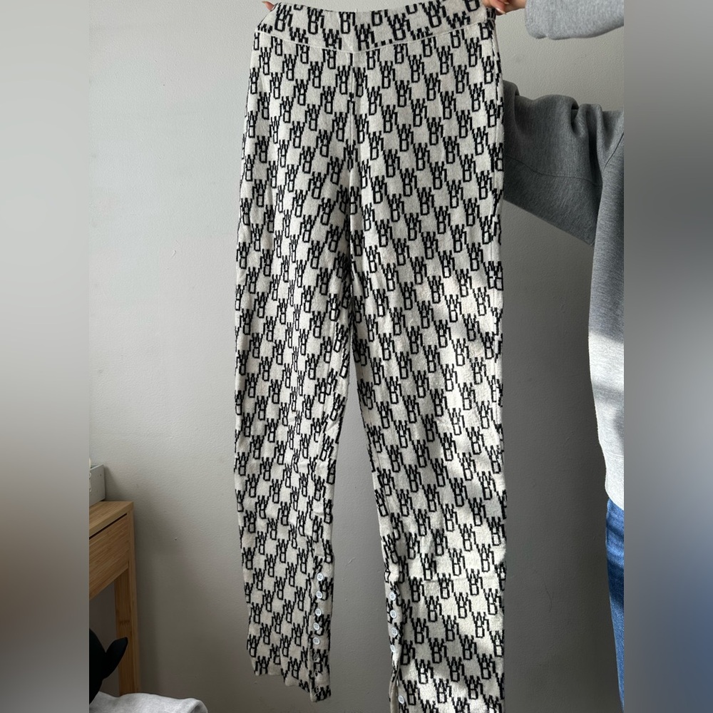 Welldone (We11done) all over logo cashmere and wool blend pants S